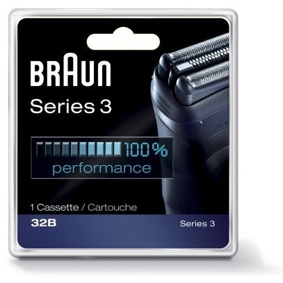 Braun Series 3 32B Electric Shaver Head Replacement Cassette, Black 